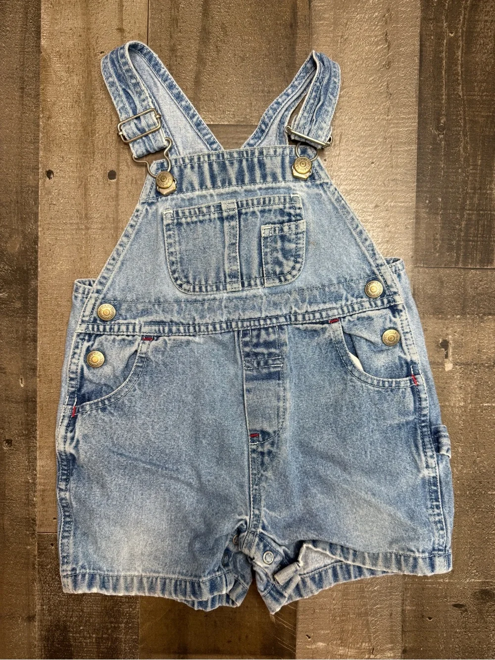 Vintage Baby Gap Classic Denim Short Overalls for Kids - Light Blue 12-18 months